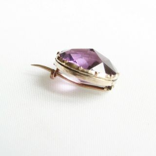 Old antique Georgian 9ct rose gold amethyst paste brooch / lace pin 8