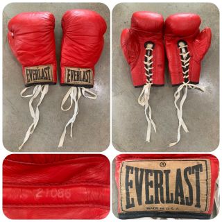 80s Everlast Boxing Gloves Sparring Gloves Red Made In Usa Man Cave Rocky Vtg