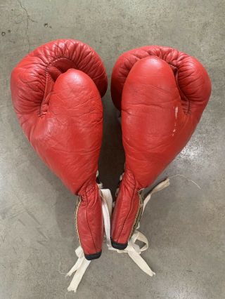 80s EVERLAST Boxing Gloves Sparring Gloves Red MADE IN USA Man Cave Rocky VTG 4