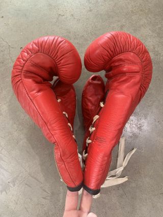 80s EVERLAST Boxing Gloves Sparring Gloves Red MADE IN USA Man Cave Rocky VTG 5