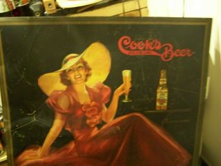 Cooks Beer RARE Lady metal sign 22 