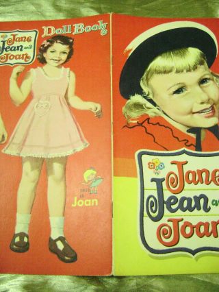 VTG PAPER DOLLS 1950 JANE JEAN JOAN MERRILL ULTRA RARE UNCUT SET 3