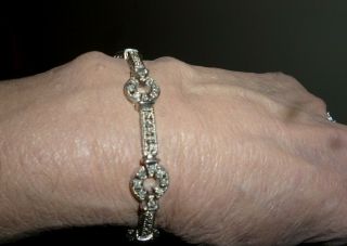 Vintage 10k White Gold Bracelet With 2.  0 Cwt Of White Diamonds 7 1/4 " 16.  9g