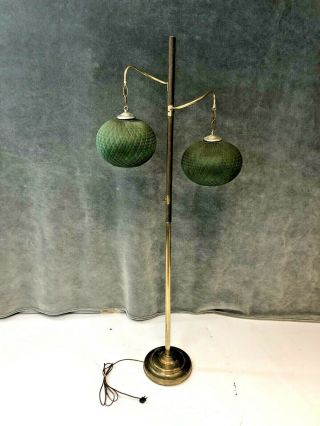 Mid Century Modern Pole Floor Lamp Light Spun Fiberglass Vintage Green Retro 50s