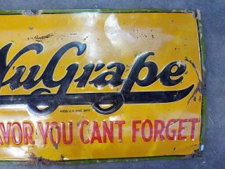 Large Vintage 1930s NuGrape Embossed Metal Sign Approximately 11 
