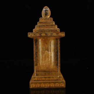 Tibet Unearthed Crystal Carved Inscriptions Outline In Gold Buddha Bone Stupa