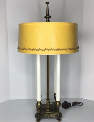 Stiffel Brass Vintage Desk Bouillotte Candlestick Lamp Orig Shade Mid Century 3