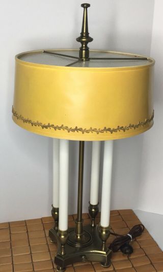 Stiffel Brass Vintage Desk Bouillotte Candlestick Lamp Orig Shade Mid Century 6