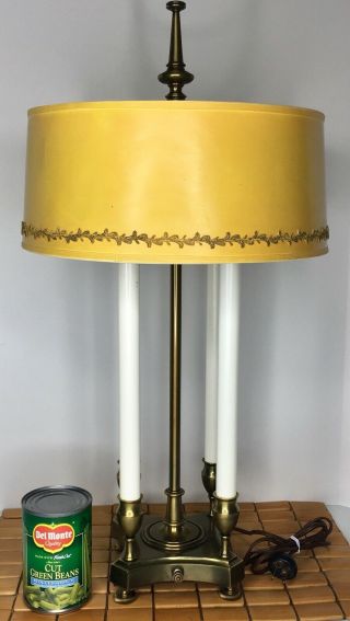 Stiffel Brass Vintage Desk Bouillotte Candlestick Lamp Orig Shade Mid Century 7