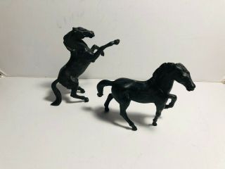 Stuart Vintage Horses In Black Color.  One Standing One Rearing