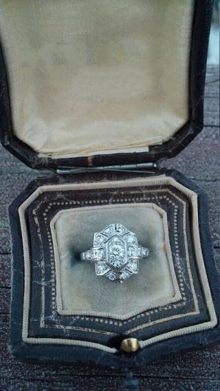 Rare Vintage Art Deco 1 Ct Diamond Engagement Wedding Retro Antique Ring 1935 