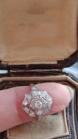 Rare Vintage Art Deco 1 Ct Diamond Engagement Wedding Retro Antique Ring 1935 ' s 4