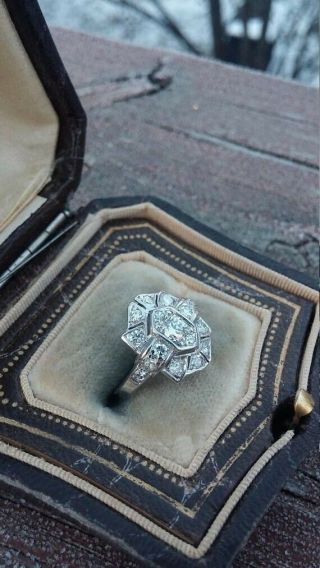 Rare Vintage Art Deco 1 Ct Diamond Engagement Wedding Retro Antique Ring 1935 ' s 5