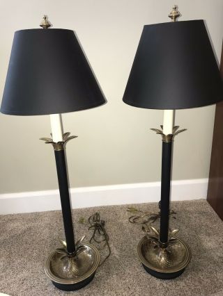 Vintage Mid Century Brass Lamps By Frederick Cooper Buffet