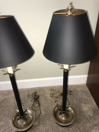 VINTAGE Mid Century Brass Lamps By Frederick Cooper Buffet 3