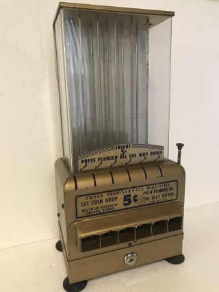 Rare Vintage Bill Fryer 5 Cent Gum Candy Coin - Op Vending Machine Self Service