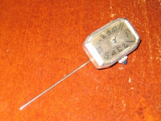 Antique Victorian Gold Watch Stick Pin 14k White Gold