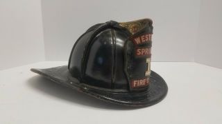 Vintage Cairns & Brother Leather Fireman Fire Helmet Western Springs Il.  Fire