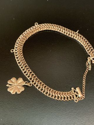 Vintage Gorgeous 14k Yellow Gold Bracelet 21 Grams With Good Luck Clover 8”