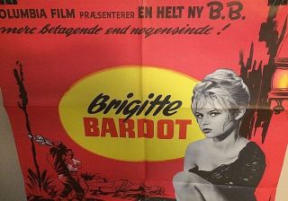 1958 ULTRA RARE DANISH ORIG BRIGITTE BARDOT 