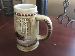 Vintage 1981 2nd Budweiser Beer Holiday Christmas Stein Mug Snowy Woodlands CS50 2