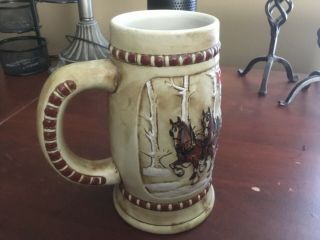 Vintage 1981 2nd Budweiser Beer Holiday Christmas Stein Mug Snowy Woodlands CS50 3