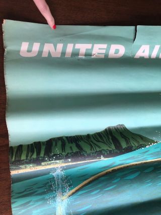 Original/Vintage - United Air Lines - Hawaii Travel Poster - Stan Galli RARE 5