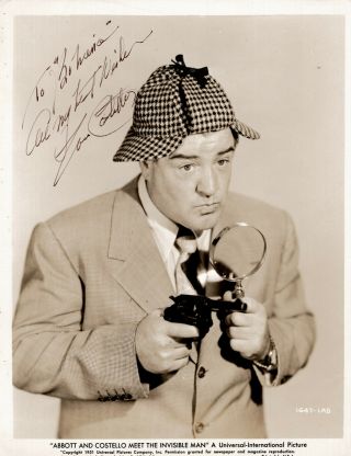 American Actor Comedian Lou Costello,  Signed Vintage Studio Photo.