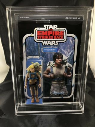 Vintage Star Wars 1980 Master Yoda & Luke Action Figures on custom 48 Back Card 2