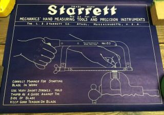Vintage Starrett Co.  Tools Poster Tool 153 Shop Class Education Paper