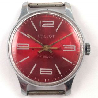 Vintage Soviet Poljot Windup Watch Dial,  Ussr Serviced 1266