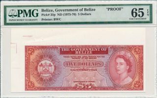 Governemnt Of Belize Belize $5 Nd (1975 - 76) Specimen Proof,  Rare Pmg 65epq