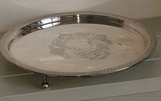 Antique Hukin & Heath Silver Plated Fine Quality Salver Footed Tray 20.  5cm Fine