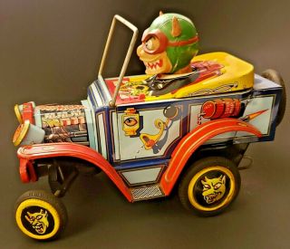 Vintage 1960s Nutty Mads Tin Litho Battery Car Toy By Marx Japan