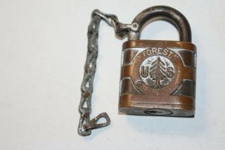 U.  S.  Forest Service Padlock Yale Vintage With Chain Vintage