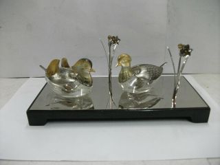 Seasoning Case Of The Silver Mandarin Duck.  And Silver Spoon.  And Silver Flower.