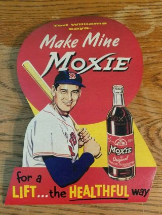 Vintage 1950s Ted Williams Moxie Cola Store Display Sign Baseball Soda Pop Rare