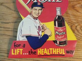 Vintage 1950s Ted Williams Moxie Cola Store Display Sign Baseball Soda Pop Rare 3