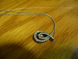 Vintage.  925 Sterling Silver Pendant With Diamonds/chain 14 Inches