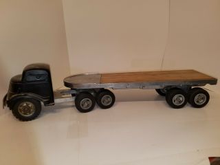 Vintage Smith Miller Dual Wheel Truck With Flat Bed Trailer