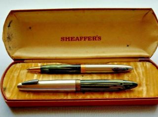 Vintage Sheaffer Fountain Pen & Mechanical Pencil Set - Estate Find - 14k Nib