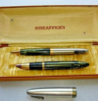 Vintage Sheaffer Fountain Pen & Mechanical Pencil Set - Estate Find - 14k Nib 2