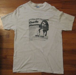 Charles Manson Vintage Rare Xl T - Shirt Rock Star Crooner Charlie Tee Nr