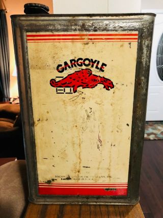 Early Vintage Mobil Gargoyle Motor Oil Can 3