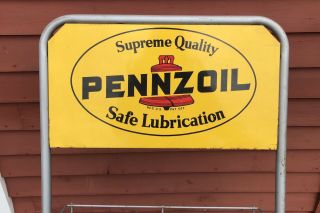 Vintage PENNZOIL Safe Lubrication Motor Oil Can Rack Display Sign 41 