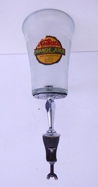 Vintage Nesbitts Orange Glass Soda Fountain Syrup Dispenser