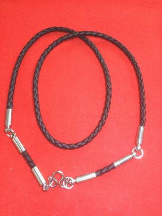 Thai Amulet Necklace Accessories Black Rope Leather Buddha 3 Hook For Pendant
