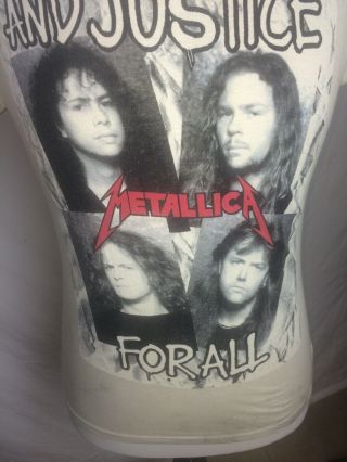 VTG Metallica And Justice For All Shirt 1988 T - Shirt sz M Album Cover 2 - sided 4