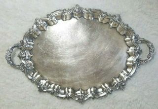 Vintage Goldfeder Rocco Style Silver Plated Large Oval Serving Tray With Handle