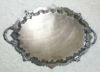 Vintage Goldfeder Rocco Style Silver Plated Large Oval Serving Tray with Handle 2